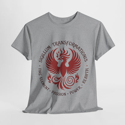 Phoenix Fire Element T-Shirt, Sigillum Transformationis Seal, Passion Power Rebirth Totem, Phoenix Symbol Unisex Tee, Spiritual Tee
