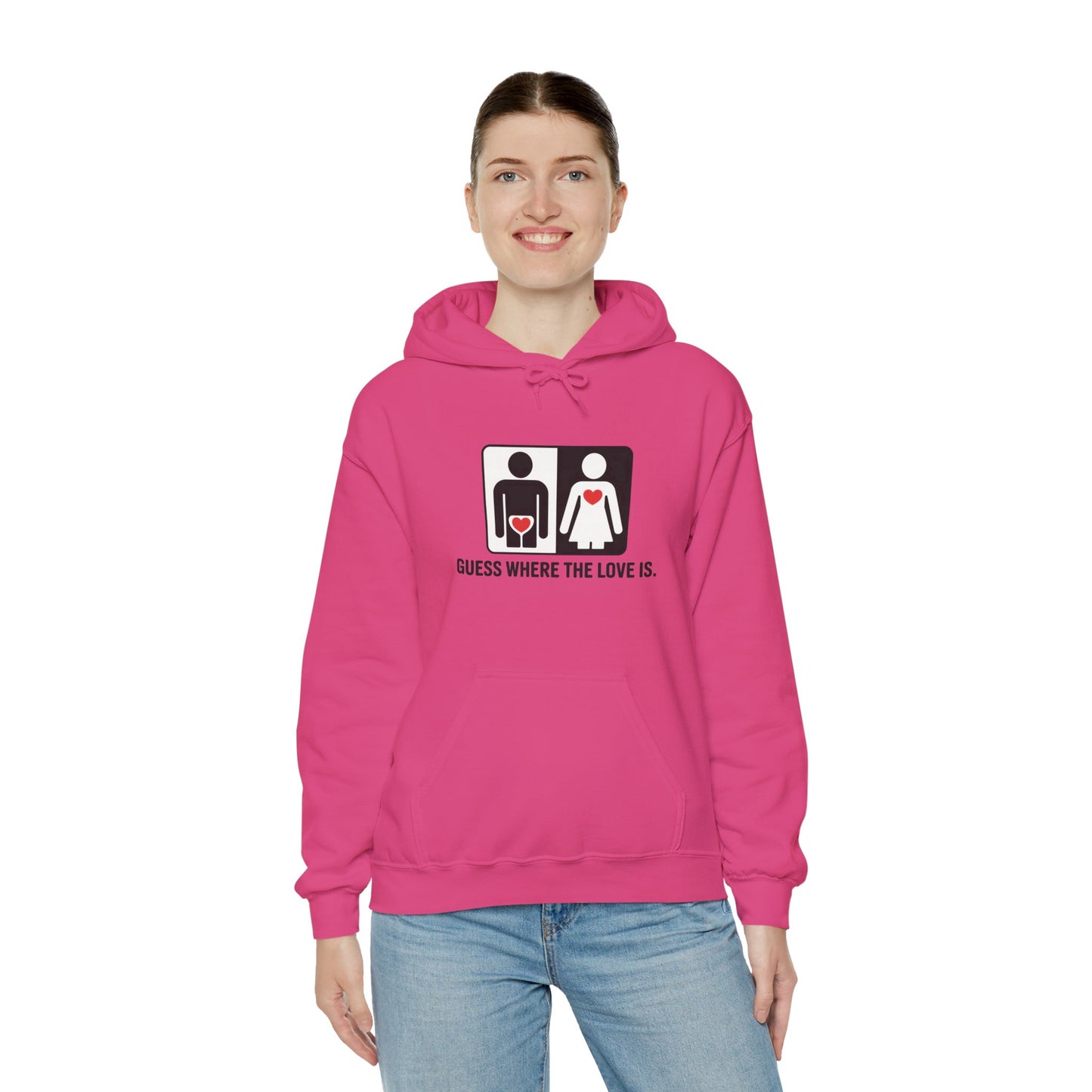 Guess Where the Love Is Hoodie, Cute Couples Hoodie, Valentines Day Gift, Matching Outfits, Witty Relationship Hoodie,  Love Joke Graphic