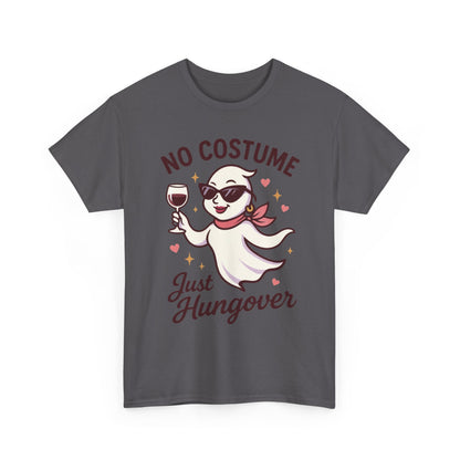 No Costume Just Hungover Women's T-Shirt, Funny Ghost Wine Halloween Party Graphic Tee