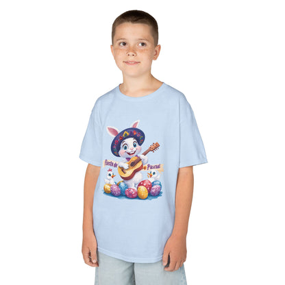 Mexican Easter Bunny Kids T-Shirt - Fiesta de Pascua Shirt with Guitar, Fun Spring Festival Tee, Colorful Holiday Gift for Children