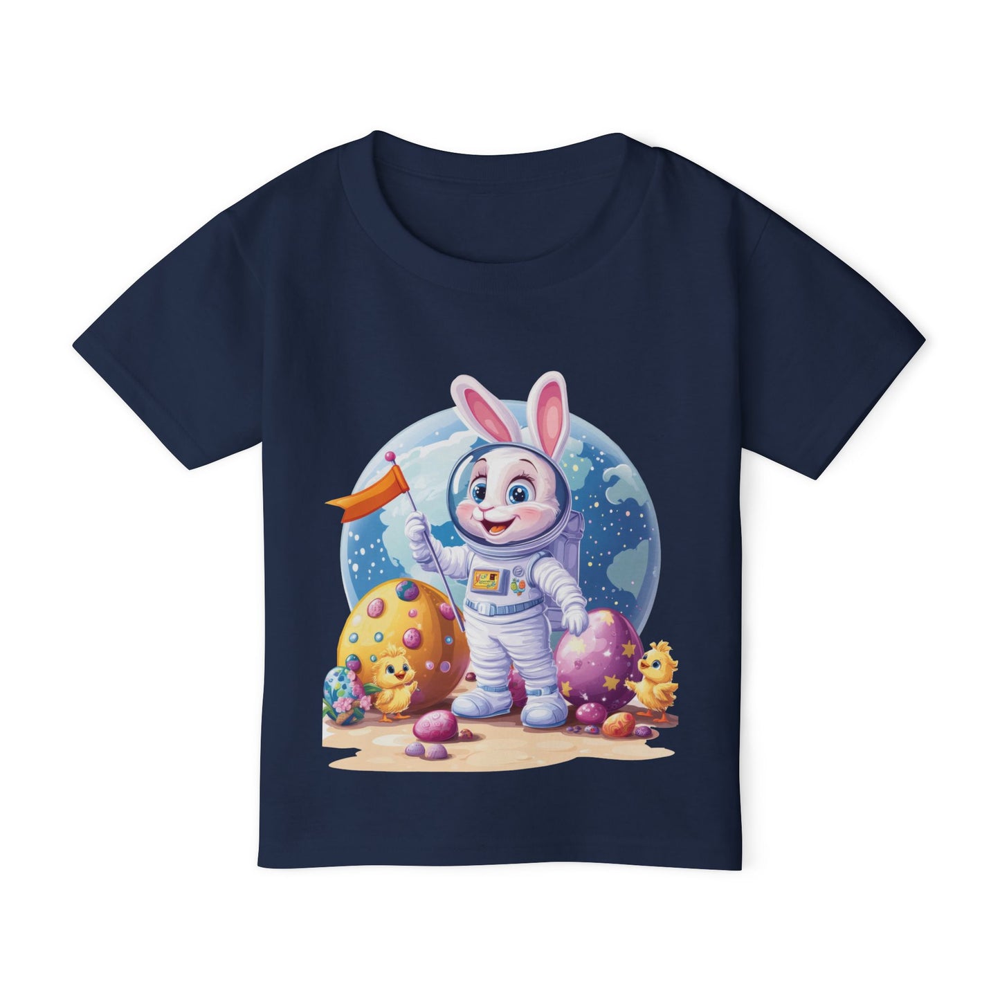 Kids Easter Astronaut Bunny T-Shirt, Space Bunny with Eggs, Galaxy Adventure Tee, Cute Bunny Gift for Boys and Girls, Easter Gift Toddler