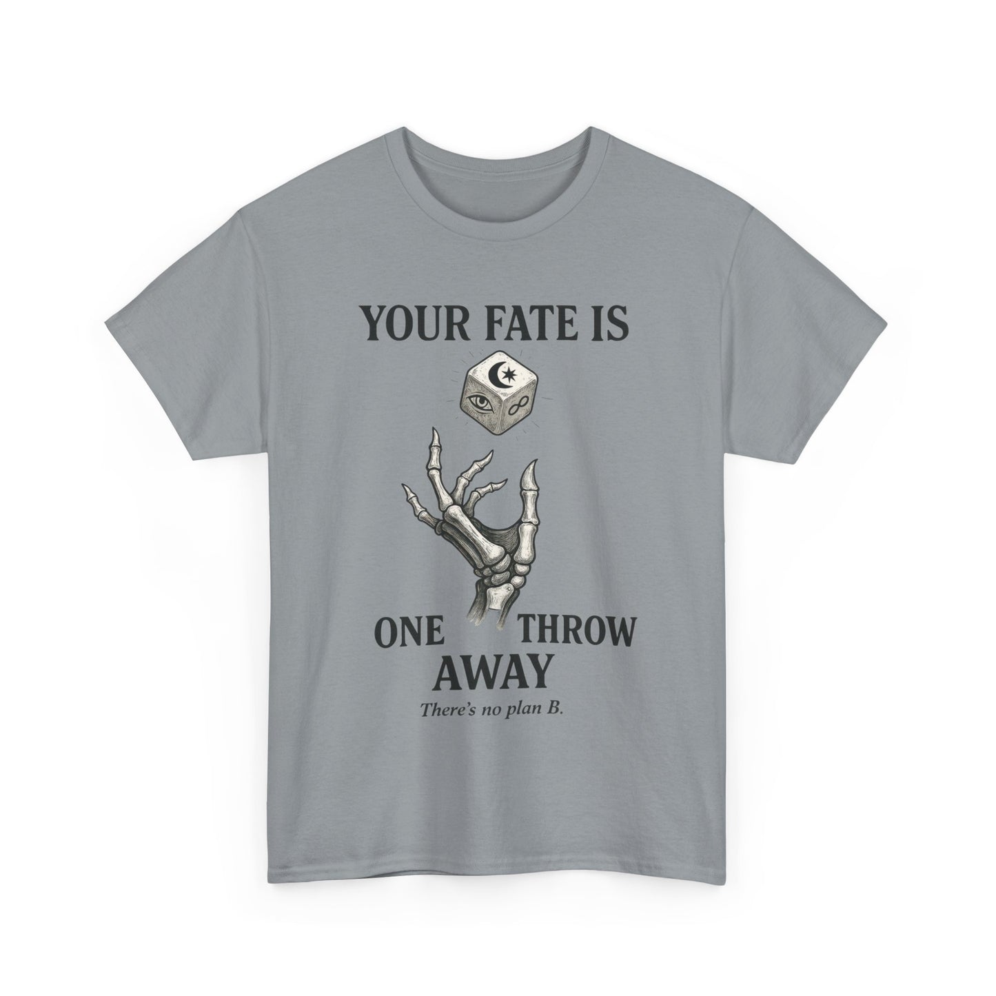 Your Fate Mens Heavy Cotton Tee, Skeleton Dice Graphic T-Shirt, Trendy Gift for Gamers, Gambling Tee, Unique Quote Apparel