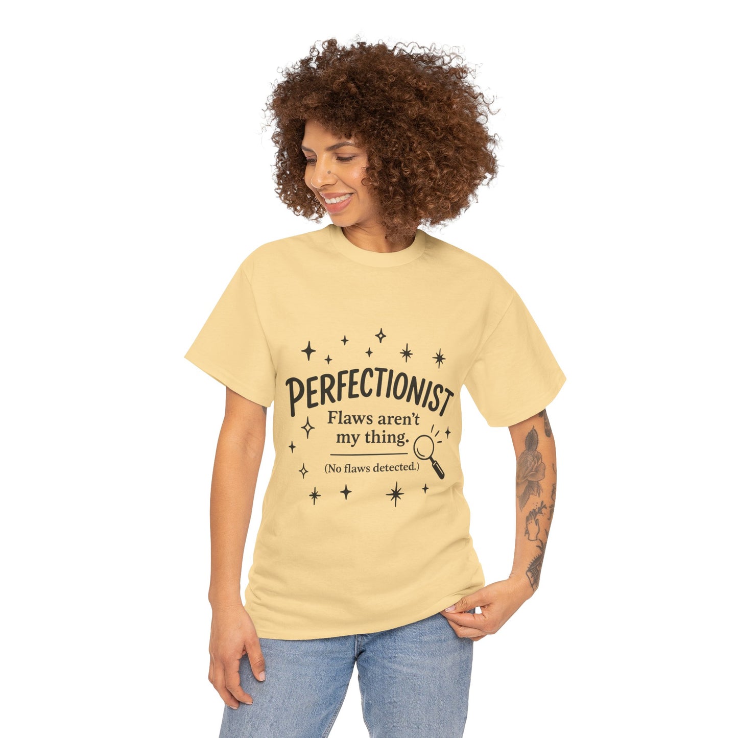 Funny Perfectionist T-Shirt for Women, No Flaws Detected Graphic Tee, Minimalist Humor Shirt, Gift for OCD, Flawless Queen