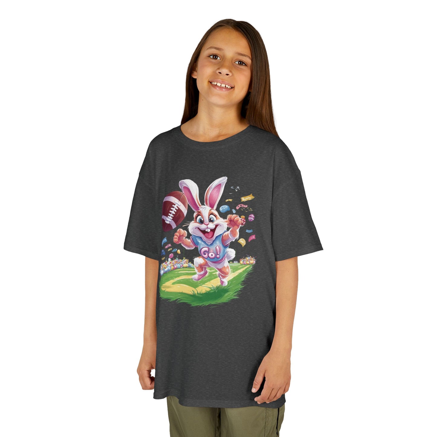 Touchdown Bunny Kids T-Shirt - Cute Easter Football Shirt for Kids, Fun Spring Outfit, Sports Bunny Tee Gift for Little Athletes Easter Gift