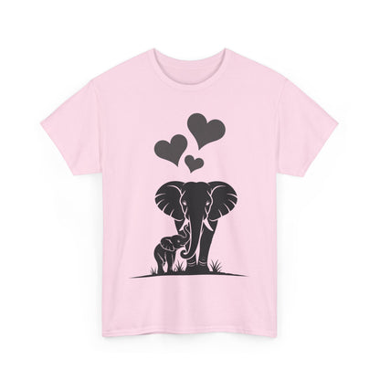 Elephant Mom and Baby T-Shirt, Elephant Love Cotton Tee, Cute Animal Shirt, Animal Lover Gift, Cute Minimalist Elephant Design