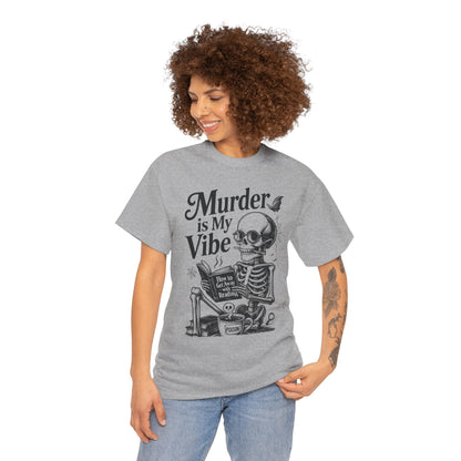 Womens Heavy Cotton Tee - "Murder is My Vibe" Graphic Shirt for Ghoulish Vibes, Halloween Fun, Spooky Season, Casual Wear, Gift for [...]