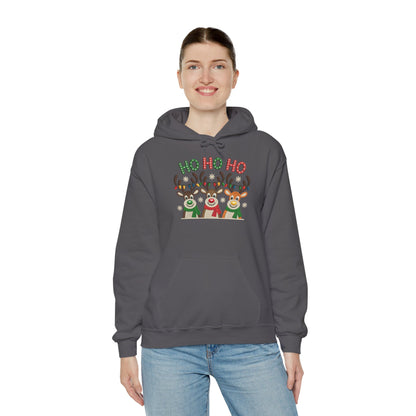 Ho Ho Ho Reindeer Hoodie, Cute Christmas Holiday Pullover for Women