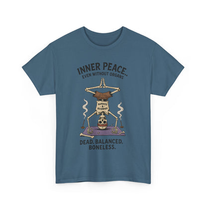 Inner Peace Skeleton Yoga Unisex Tee, Dark Humor Meditation Shirt, Gift for Mindfulness Lovers, Yoga Shirt, Peaceful Vibes