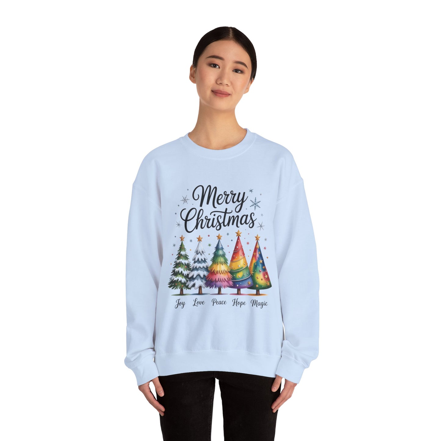 Merry Christmas Women's Sweatshirt, Joy Love Peace Hope Magic Pullover, Women's Heavy Blend™ Crewneck Sweatshirt