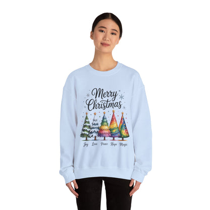 Merry Christmas Women's Sweatshirt, Joy Love Peace Hope Magic Pullover, Women's Heavy Blend™ Crewneck Sweatshirt