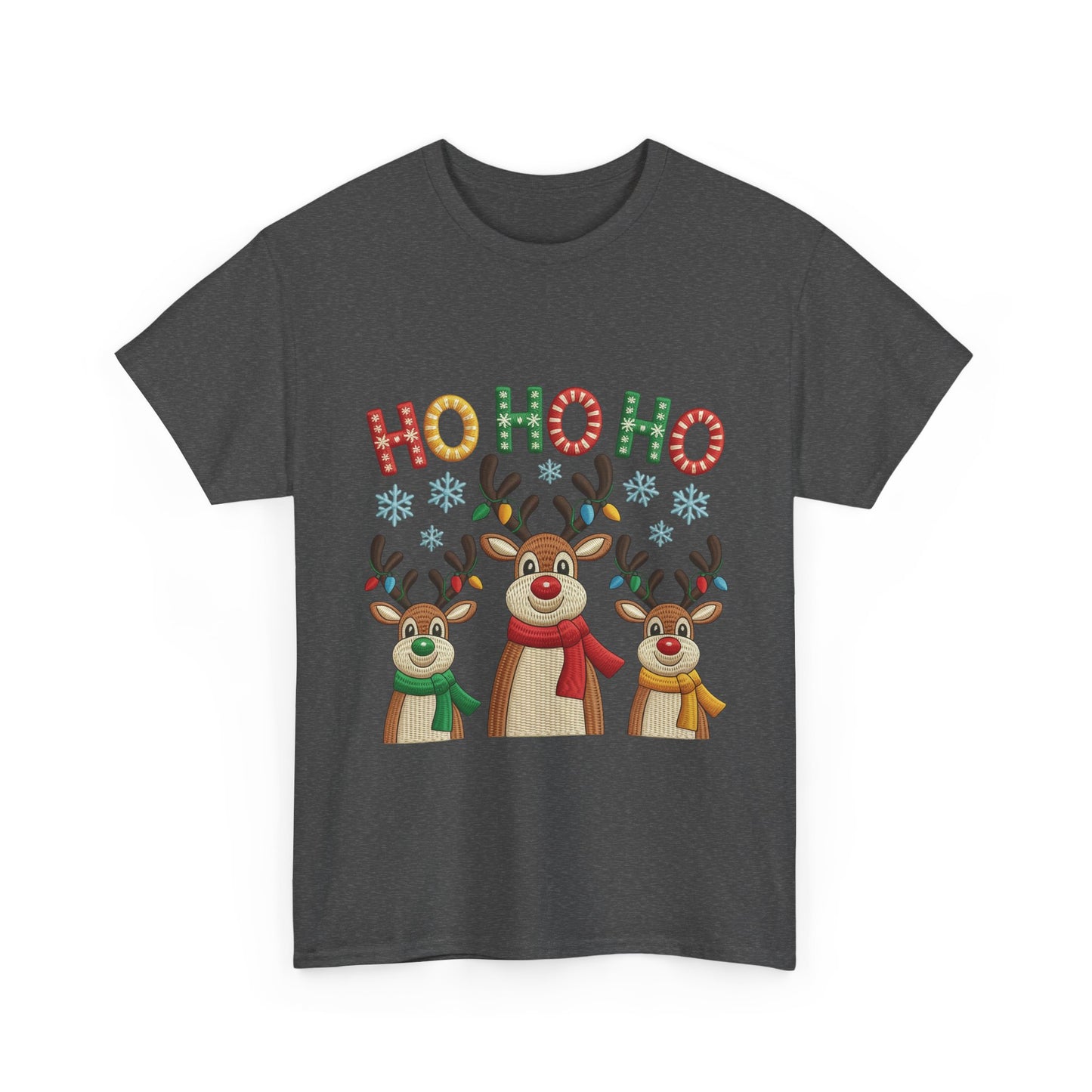 Ho Ho Ho Reindeer T-Shirt, Cute Christmas Tee for Women