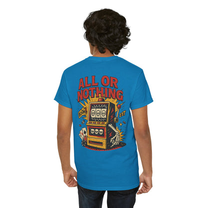 Mens Front Back print tee, Gambling Shirt, Casino Style Tee, Poker Lover Gift, Gaming Apparel, Slot Machine Graphic, Gambling Gift