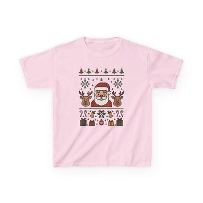 Santa - Reindeer Christmas Shirt for Kids, Cute Holiday Tee, Kids Heavy Cotton™ Tee