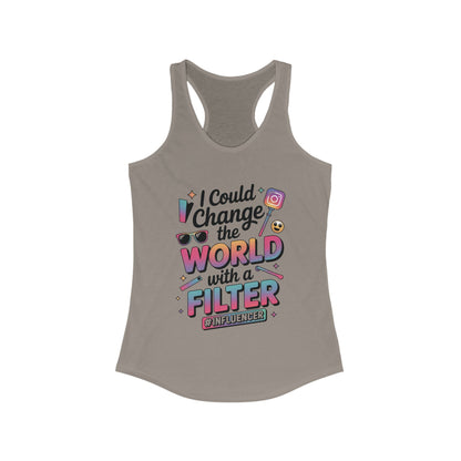 Women's Ideal Racerback Tank, Womens Influencer Tank Top, Funny Social Media Graphic Tank, Cute Trendy Top
