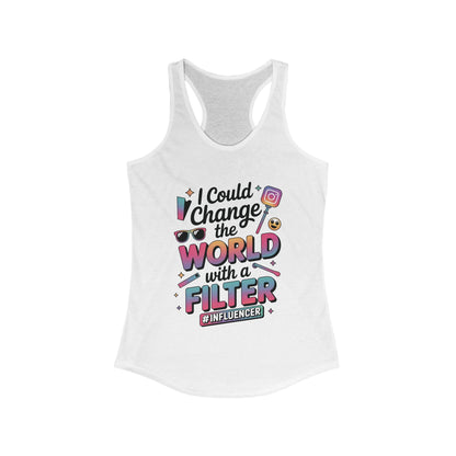 Women's Ideal Racerback Tank, Womens Influencer Tank Top, Funny Social Media Graphic Tank, Cute Trendy Top