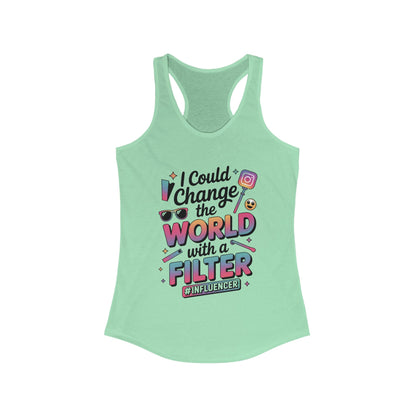 Women's Ideal Racerback Tank, Womens Influencer Tank Top, Funny Social Media Graphic Tank, Cute Trendy Top