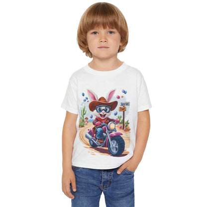 Easter Bunny Motorcycle Toddler T-Shirt - Fun Spring Tee for Kids, Biker Bunny Shirt, Cute Easter Gift, Cotton Tee for Boys and Girls