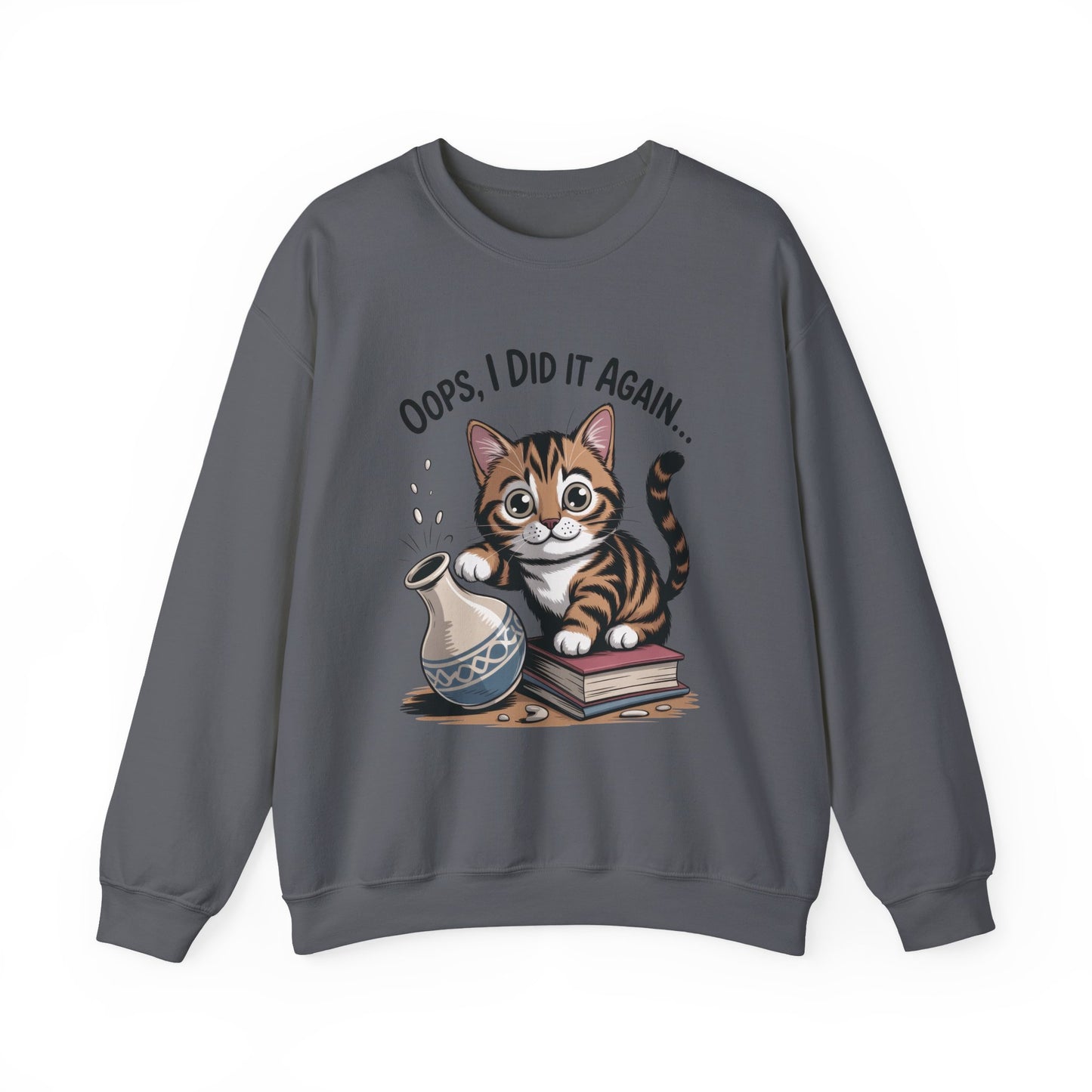 Cute Cat Oops! I Did It Again Sweatshirt, Funny Pet Lover Gift, Cozy Crewneck for Cat Moms, Purrfect for Birthdays, Casual Wear