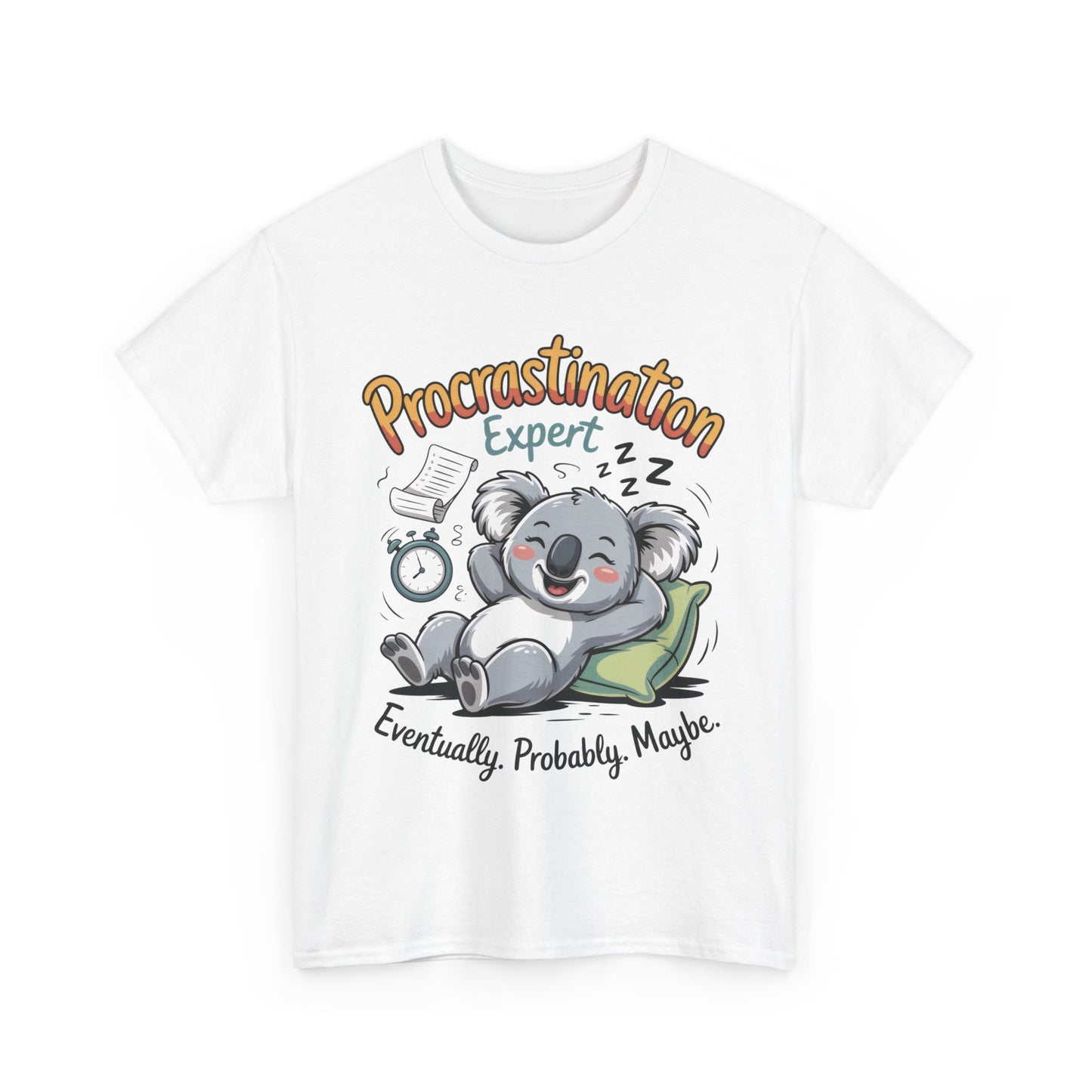 Procrastination Expert Cotton Tee, Funny T-Shirt, Cute Koala Design, Gift for Students, Relaxed Fit Shirt, Gift for Animal Lovers