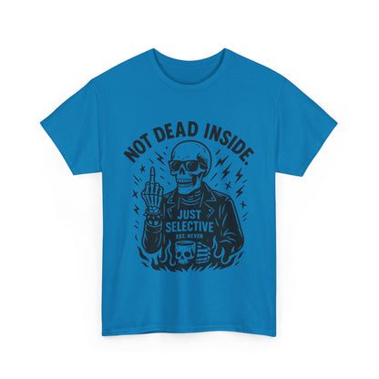 Mens Dark Humor Graphic Shirt, Not Dead Inside, Funny Graphic Shirt for Casual Wear, Gifts for Him, Halloween, Occasions, Funny Skeleton Tee