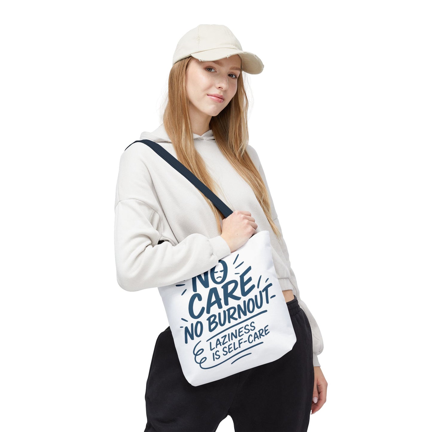 Laziness is Self-Care Funny Quote Bag, Oversized Reusable Canvas Shopping Tote, Sarcastic Self-Care Gift, Weekend Getaway, Everyday Use