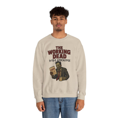 Men's The Working Dead 9-to-5 Apocalypse Sweatshirt, Funny Office Zombie Horror Pullover, Halloween Zombie Work Top
