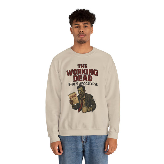 Men's The Working Dead 9-to-5 Apocalypse Sweatshirt, Funny Office Zombie Horror Pullover, Halloween Zombie Work Top