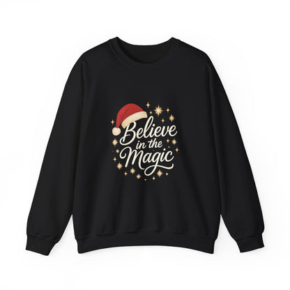 Believe in the Magic Women's Christmas Shirt, Santa Hat Holiday Cozy Sweatshirt, Women's Heavy Blend™ Crewneck Sweatshirt