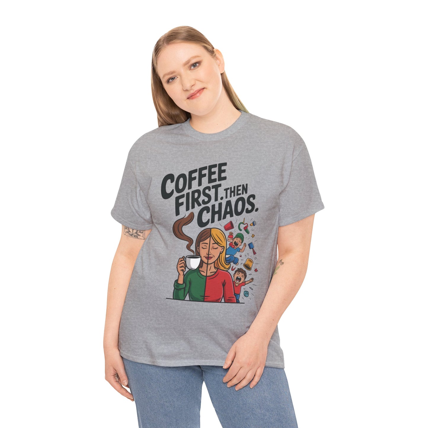 Coffee First Then Chaos Funny Mom Life Tee, Mother's Day Gift, Mom Humor Tee, mom graphic tee, caffeine lover tee