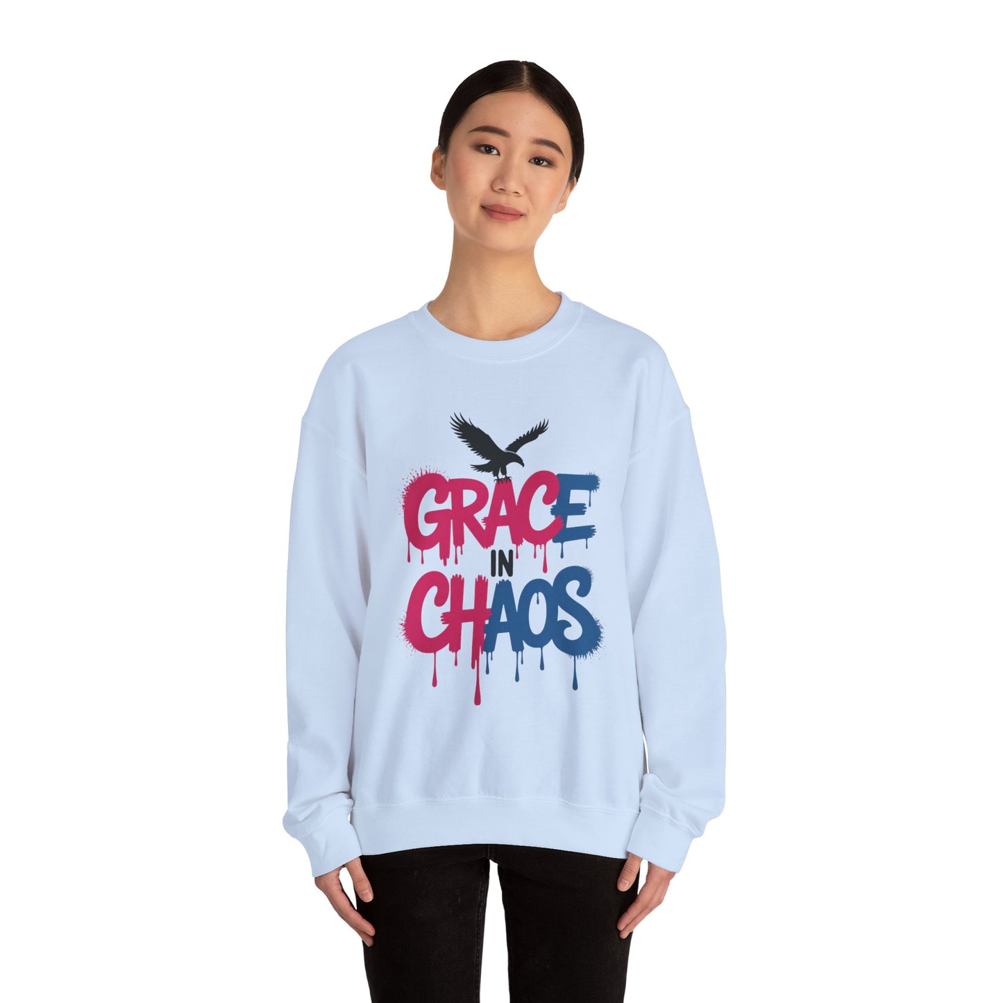 Women's Sweatshirt Grace in Chaos, Graffiti Dripping Street Art Pullover, Bold Urban Graphic
