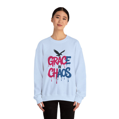Women's Sweatshirt Grace in Chaos, Graffiti Dripping Street Art Pullover, Bold Urban Graphic