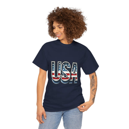 USA Patriotic Unisex Heavy Cotton Tee, American Pride Shirt, July 4th T-Shirt, Independence Day Apparel, Casual Summer Top