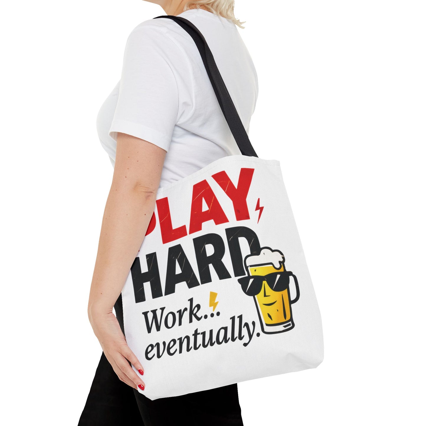 Play Hard Tote Bag - Fun, Stylish, Tote for Work & Play, Summer, Gift, Beach Bag, Everyday Carry, Beach Weekender Bag, large canvas bag