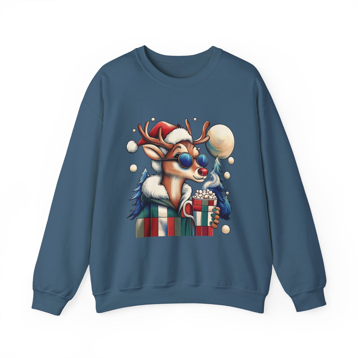 Cool Reindeer Christmas Sweatshirt, Funny Holiday Pullover for Men, Men's Heavy Blend™ Crewneck Sweatshirt