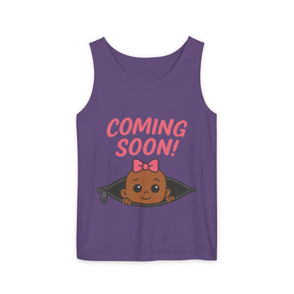 Coming Soon Maternity  Tank Top, Cute Baby Girl Pregnancy Announcement Shirt, Expecting Mom Gift, Gender Reveal Tank, Baby Shower Gift