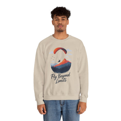 Adventure Inspiration Crewneck Sweatshirt - Fly Beyond Limits, Cozy Outdoor Outfit, Gift for Adventurers, Travel, Motivation Apparel