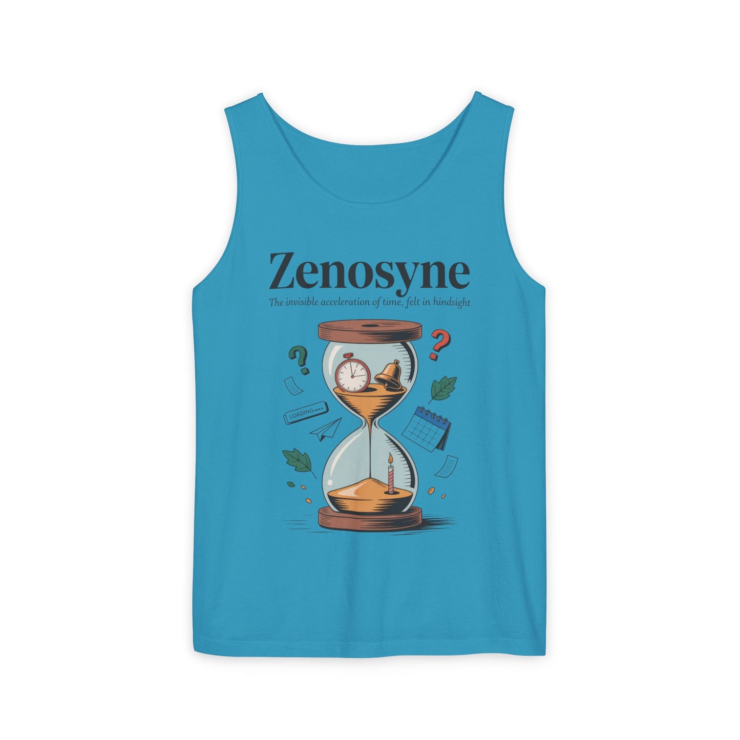 Zenosyne Tank Top, Unisex Garment-Dyed Tee, Time Awareness Gift, Casual Summer Wear, Philosophy Shirt, Unique Everyday Apparel