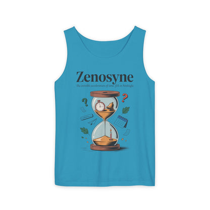 Zenosyne Tank Top, Unisex Garment-Dyed Tee, Time Awareness Gift, Casual Summer Wear, Philosophy Shirt, Unique Everyday Apparel