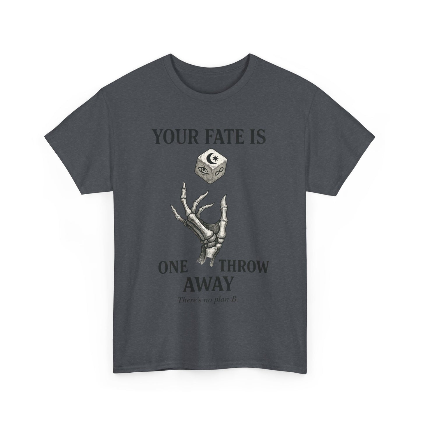 Your Fate Mens Heavy Cotton Tee, Skeleton Dice Graphic T-Shirt, Trendy Gift for Gamers, Gambling Tee, Unique Quote Apparel