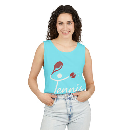 Womens Garment-Dyed Tank Top, Womens Tennis Tank Top, Cute Sports Graphic Top, Workout Gym Activewear Shirt