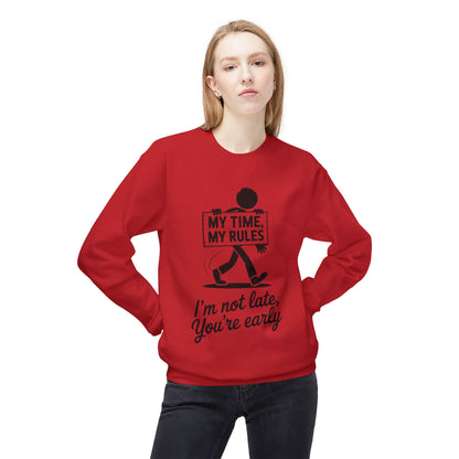 Casual Men's Crewneck Sweatshirt, Funny Sweatshirt for Men, Perfect Gift for Friends, My Time My Rules Design, Time Management Humor