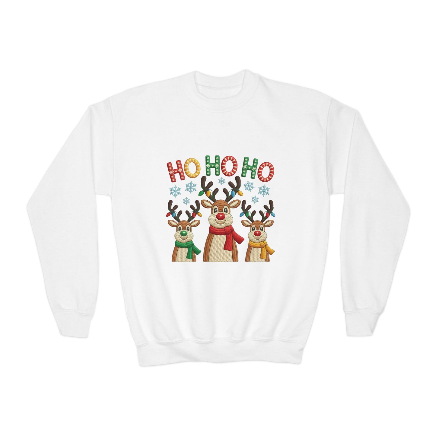 Ho Ho Ho Reindeer Sweatshirt for Girls, Cute Kids Christmas Pullover