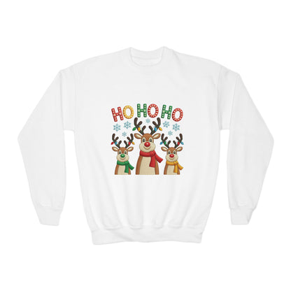 Ho Ho Ho Reindeer Sweatshirt for Girls, Cute Kids Christmas Pullover