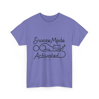 Cotton T-Shirt for Cat Lovers, Funny Sleeping Cat Tee,  Lazy Mood Graphic, Women's Heavy Cotton T-Shirt Gift for Cat Lovers