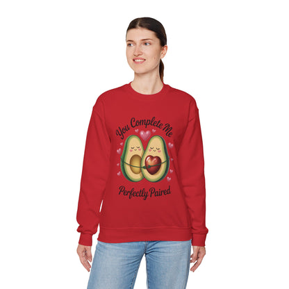 Cute Avocado Love Crewneck Sweatshirt, Sweatshirt for Couples, Perfect Gift for Valentines Day, Cozy Apparel, Avocado Lover Gift