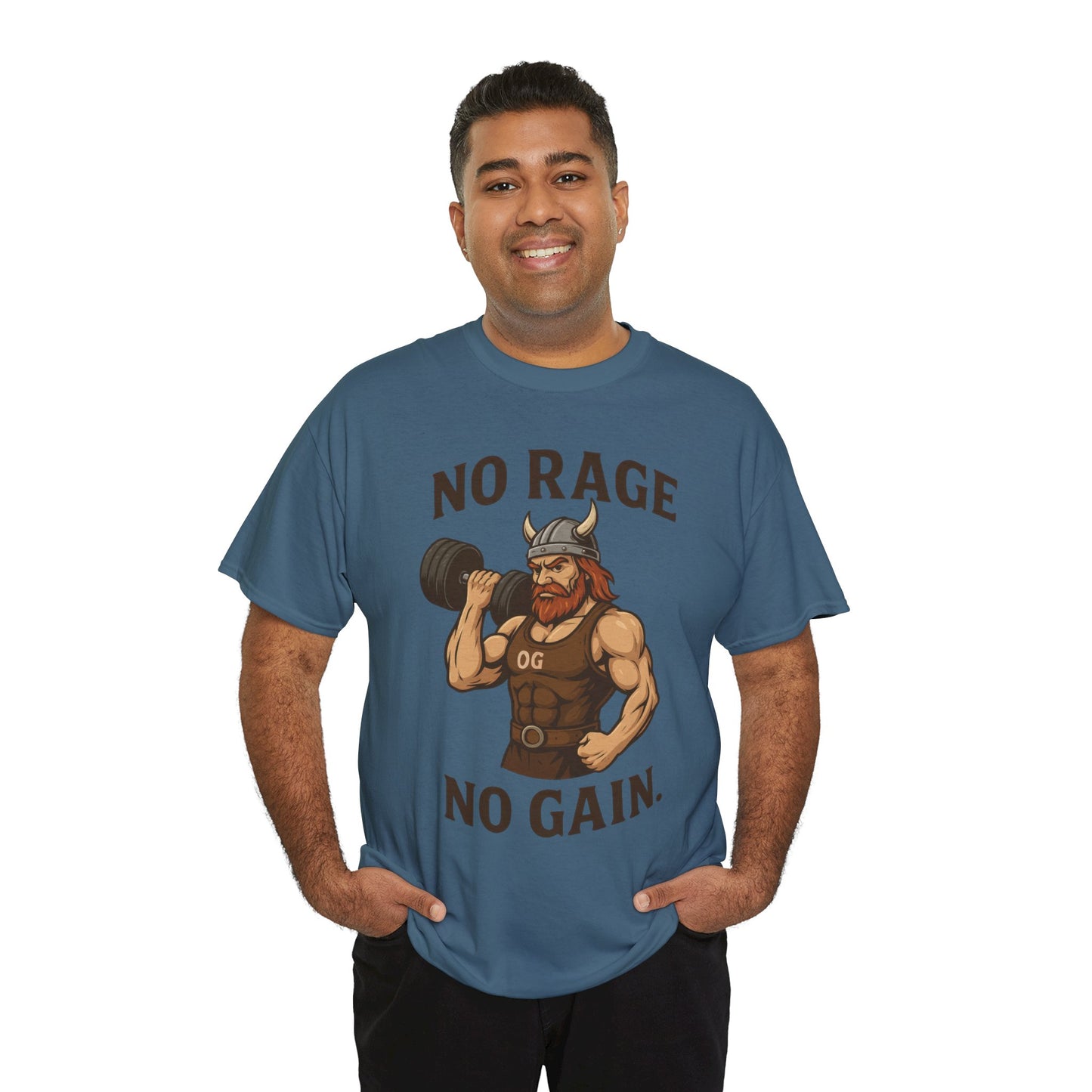 No Rage No Gain Viking Gym Shirt, Funny Muscle Workout Tee, Barbarian Fitness T-Shirt for Men, Powerlifting Humor Shirt, Viking Lifting Gift