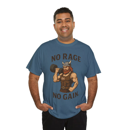 No Rage No Gain Viking Gym Shirt, Funny Muscle Workout Tee, Barbarian Fitness T-Shirt for Men, Powerlifting Humor Shirt, Viking Lifting Gift