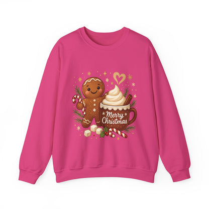 Women's Gingerbread - Hot Cocoa Christmas Sweatshirt,  Cozy Holiday Pullover, Women's Heavy Blend™ Crewneck Sweatshirt