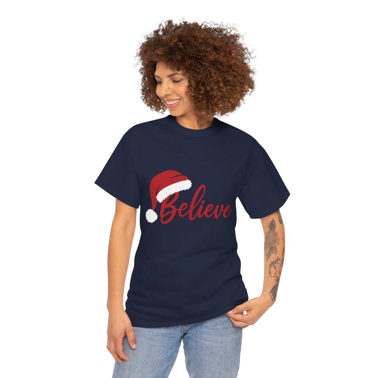 Believe Christmas Women's Shirt, Minimalist Holiday Tee