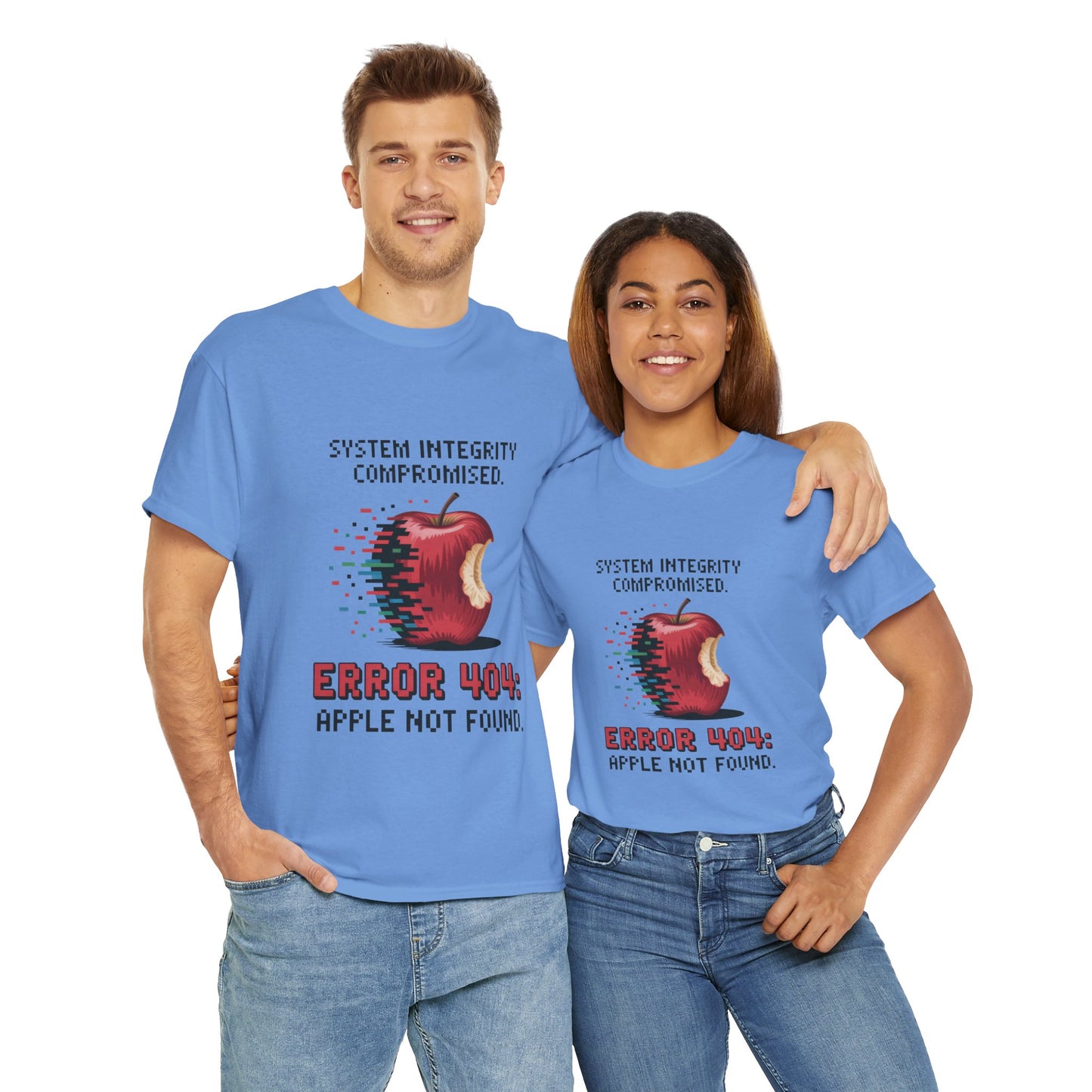 Error 404 Apple Not Found T-Shirt, Glitch Pixel Tech Tee, Funny Nerd Shirt, Unisex Retro Graphic Tee, Geeky T-Shirt, Techie Gift